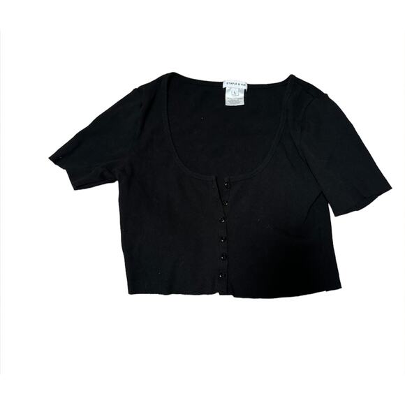 Staple & Hue Black Short Sleeve Crop top Size L - Picture 1 of 2